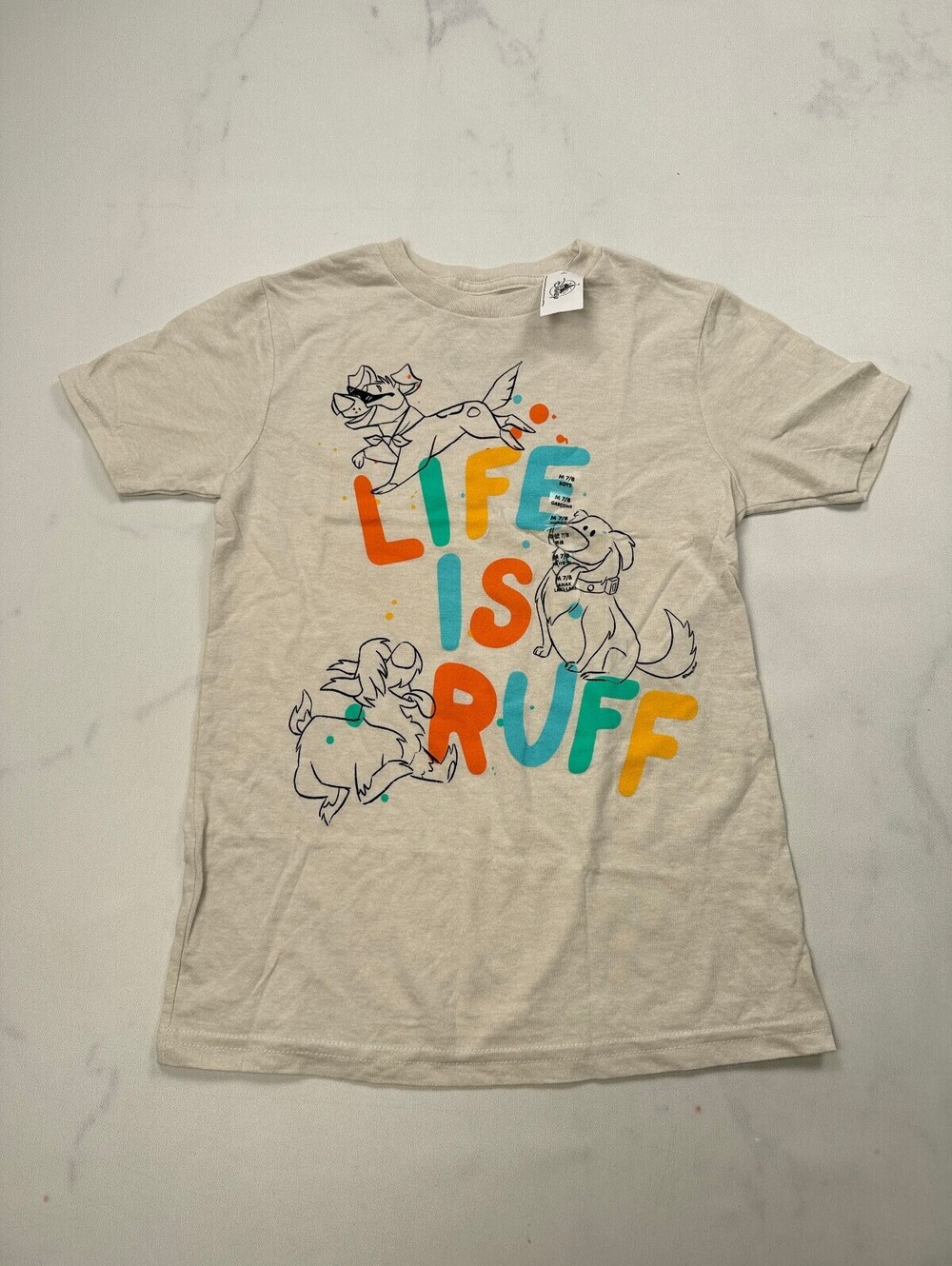 Disney Theme Parks Life Is Ruff T Shirt Cream Current Graphic - Boys Youth M